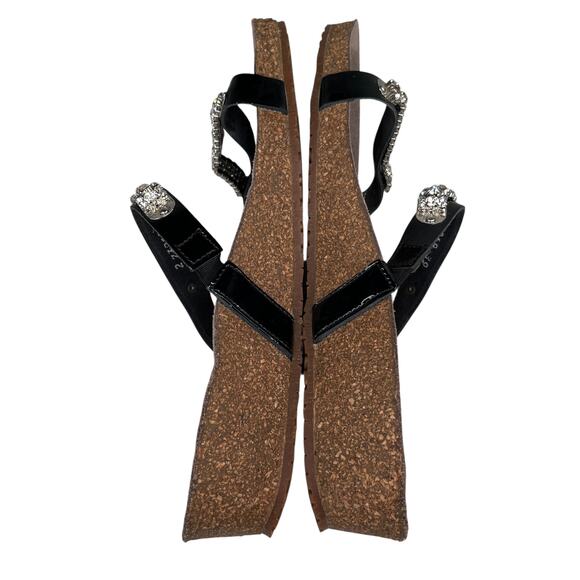 Mephisto Ivana Black Patent Leather Rhinestone Sandals 39 - Picture 3 of 16